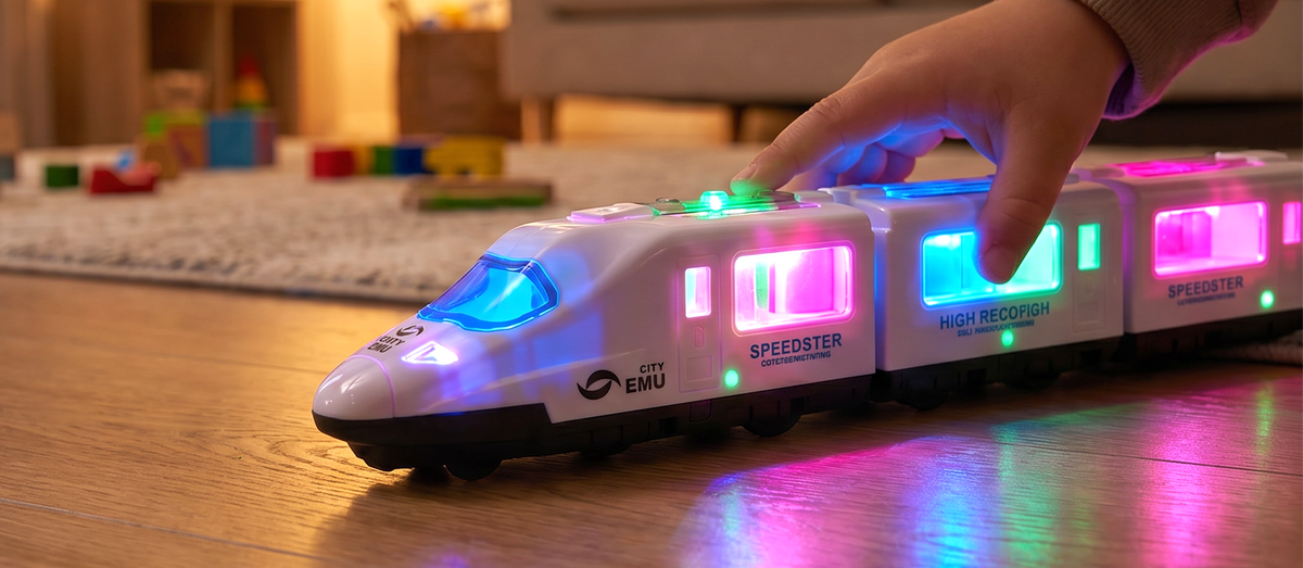 🔥 Világító és zenélő elektromos játékvonat - A tökéletes ajándék