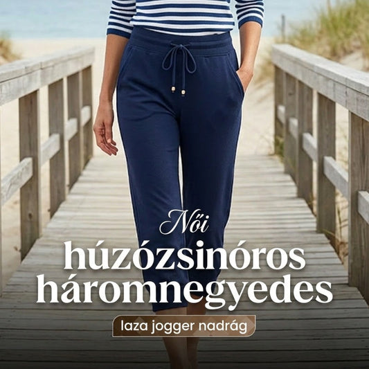 Feszítőzsinóros derékrészű, rövidített melegítőnadrág otthoni kényelemhez
