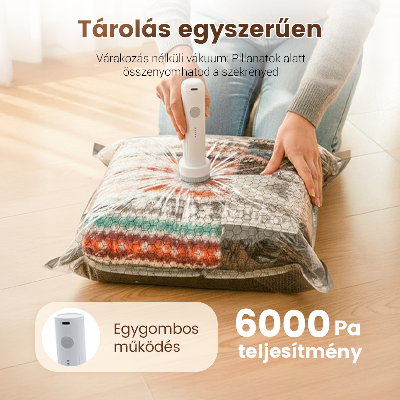 💪🌬️ Utazási vákuumtároló zsákok és hordozható szivattyú készlet 👕✨