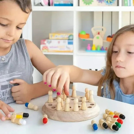 【👶Fejleszd gyermeked logikus gondolkodását és erősítsd a családi kapcsolatokat】Fából készült memória- és színező játékok gyerekeknek és felnőtteknek