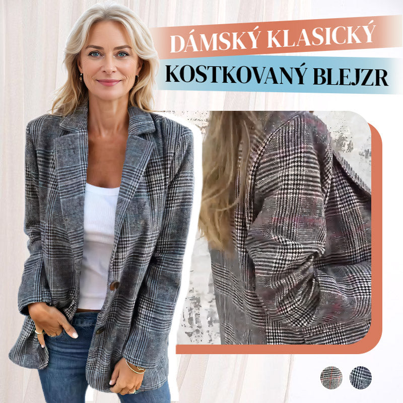 🔥Őszi kisméretű női kosztüm hajtókával és kockás gombokkal
