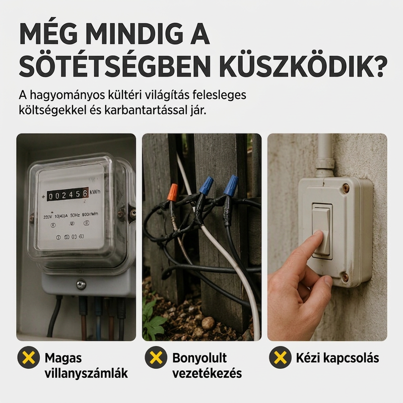 🌞💡 Napelemes Kültéri Lámpa: Vízálló + Automatikus Fény!