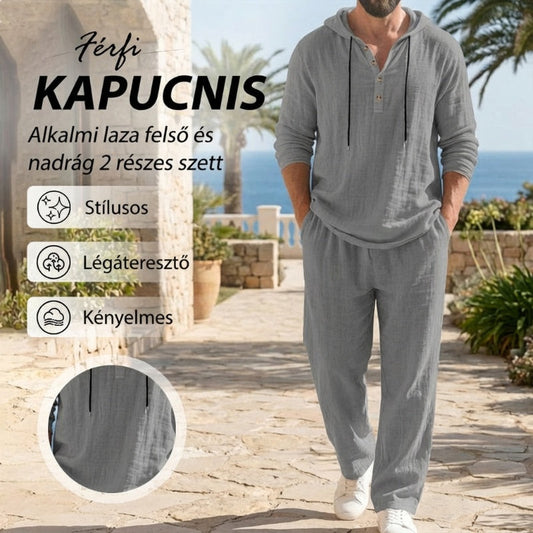 👕Férfi kapucnis pulóver + nadrág szett – kényelem, stílus és sokoldalúság