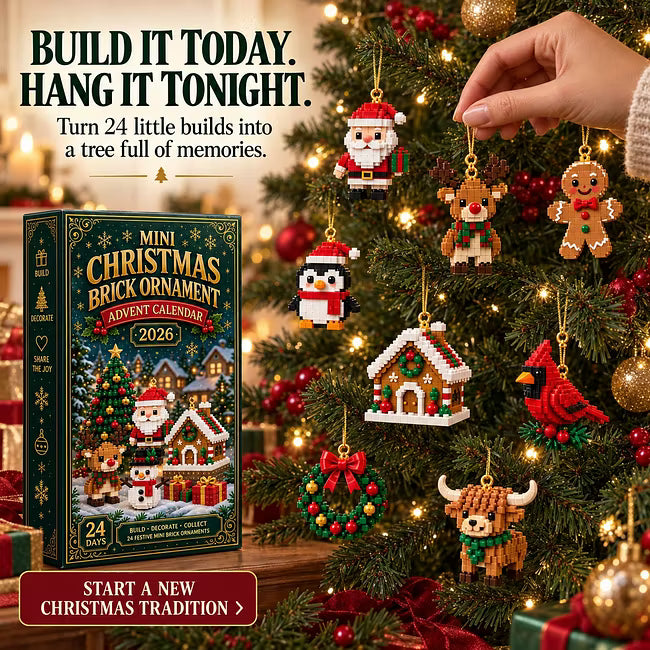 🎄 24 napos mini adventi naptár karácsonyi díszekkel | 24 egyedi, ünnepi, saját készítésű dizájn akasztókkal - tökéletes karácsonyfák, koszorúk és ünnepi dekorációk díszítésére 🧱