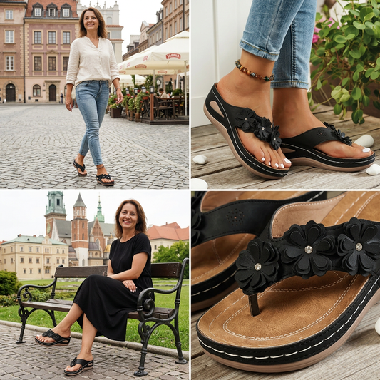🌸 Női Virágmintás, Magas Sarkú Tangás Szandál – Tündéri Stílus