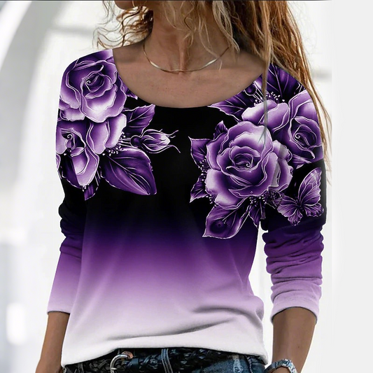 🔥👚Divatos hosszú ujjú blúz virágmintával