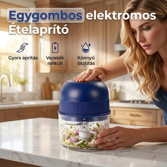 🧄 Mini elektromos fokhagymaaprító és -prés tárolóedénnyel